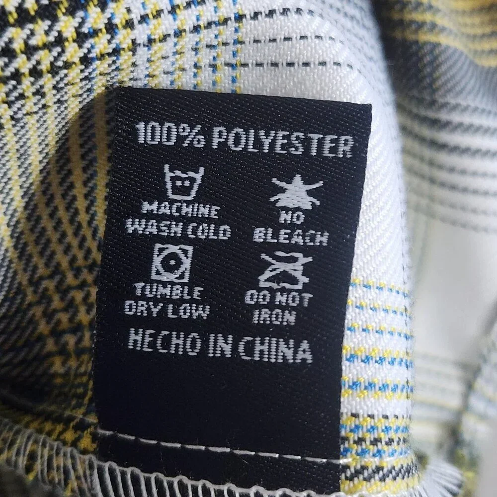 Dixxon Sublime Flannel Shirt Mens Extra Large White Yellow Plaid Snap Button - Picture 8 of 11